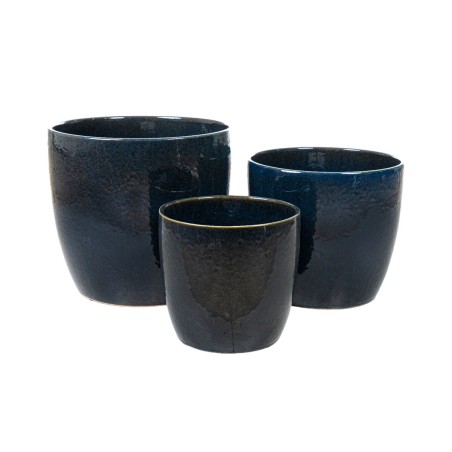 Set of Planters Romimex Blue Porcelain (3 Pieces)