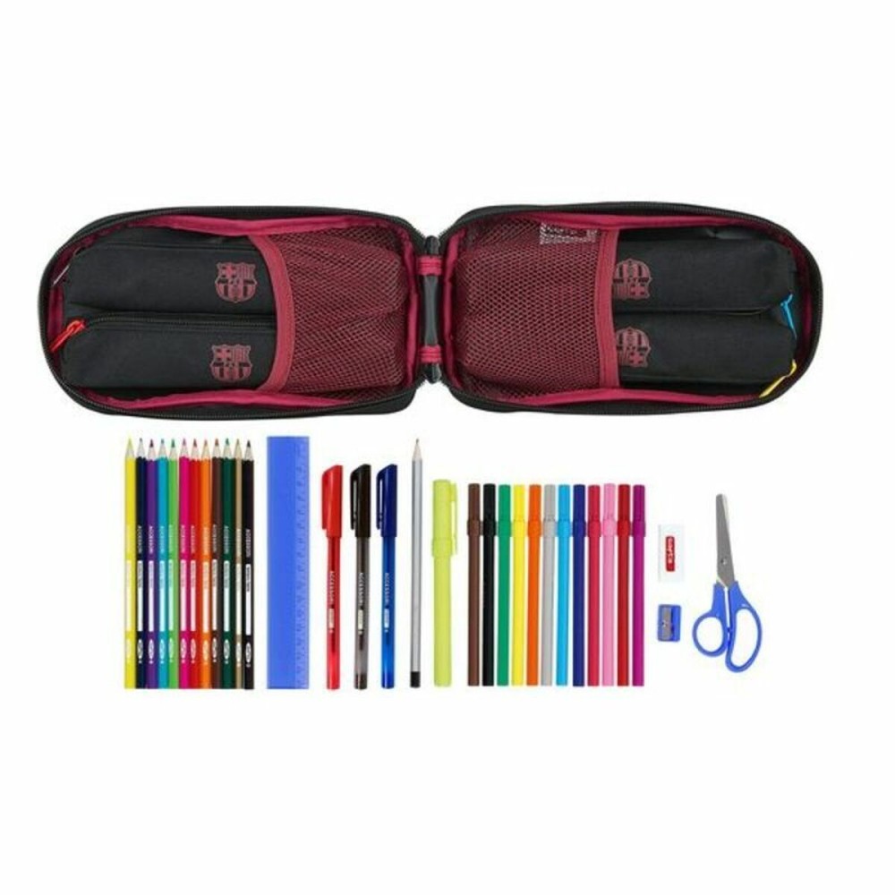 Backpack Pencil Case F.C. Barcelona Black 12 x 23 x 5 cm (33 Pieces)