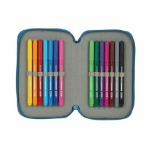 Double Pencil Case BlackFit8 M854 Blue 12.5 x 19.5 x 4 cm (28 Pieces)