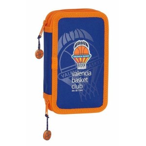 Plumier double Valencia Basket M854 Bleu Orange 12.5 x 19.5 x 4 cm (28 Pièces)