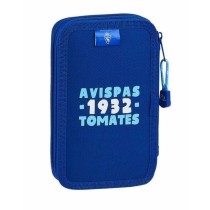 Double Pencil Case Real Zaragoza Blue 12.5 x 19.5 x 4 cm (28 Pieces)