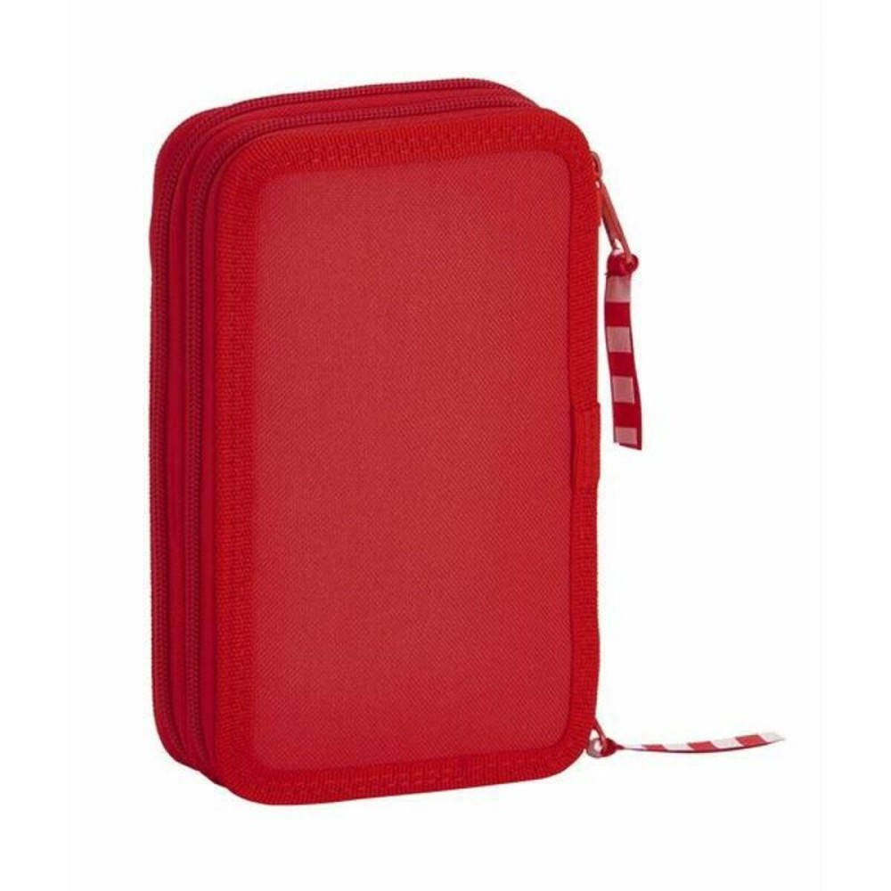 Plumier double Real Sporting de Gijón Rouge 12.5 x 19.5 x 4 cm (28 Pièces)