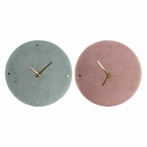 Wall Clock DKD Home Decor Green Pink 40,5 x 5,5 x 40,5 cm (2 Units)