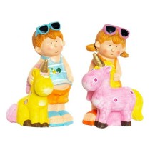 Deko-Figur DKD Home Decor Blau Rosa Kinder Einhorn Mediterraner 23 x 19 x 40 cm (2 Stück)