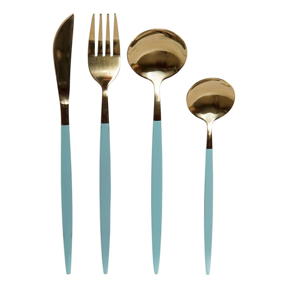 Cutlery set DKD Home Decor Green Golden Stainless steel 1,5 x 0,5 x 22,3 cm 16 Pieces