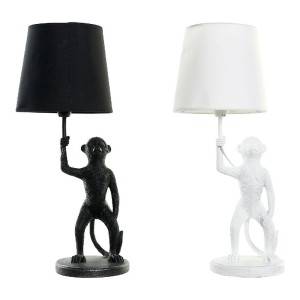 Tischlampe DKD Home Decor Weiß Schwarz Polyester Metall Harz 25W 220 V Affe (2 pcs) (20 x 20 x 45 cm)