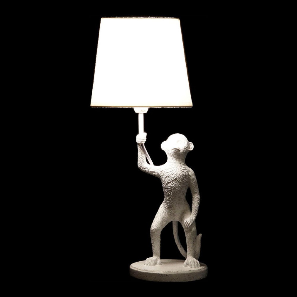 Desk lamp DKD Home Decor White Black Polyester Metal Resin 25W 220 V Monkey (2 pcs) (20 x 20 x 45 cm)