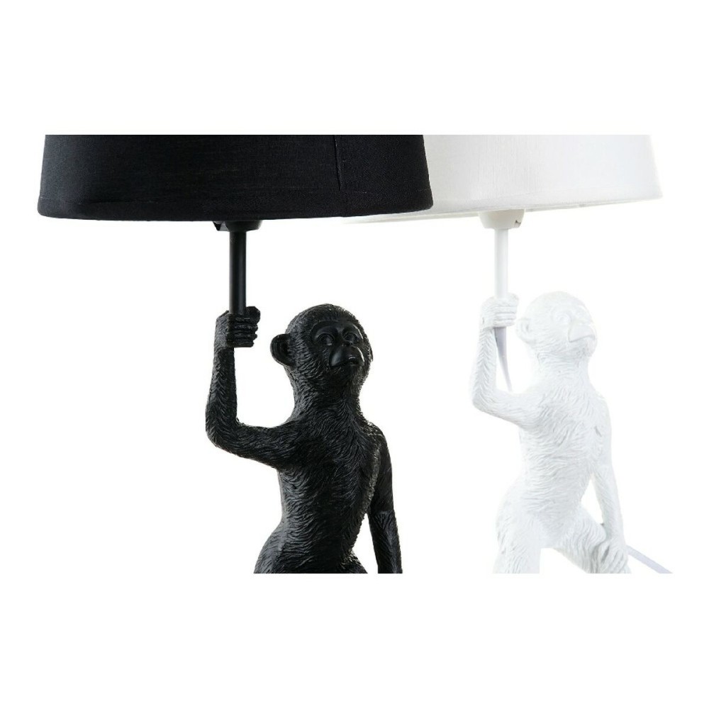Tischlampe DKD Home Decor Weiß Schwarz Polyester Metall Harz 25W 220 V Affe (2 pcs) (20 x 20 x 45 cm)