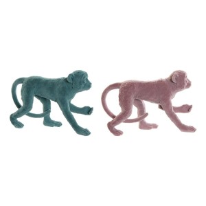 Deko-Figur DKD Home Decor grün Rosa Affe Tropical 31 x 9,5 x 19 cm (2 Stück)