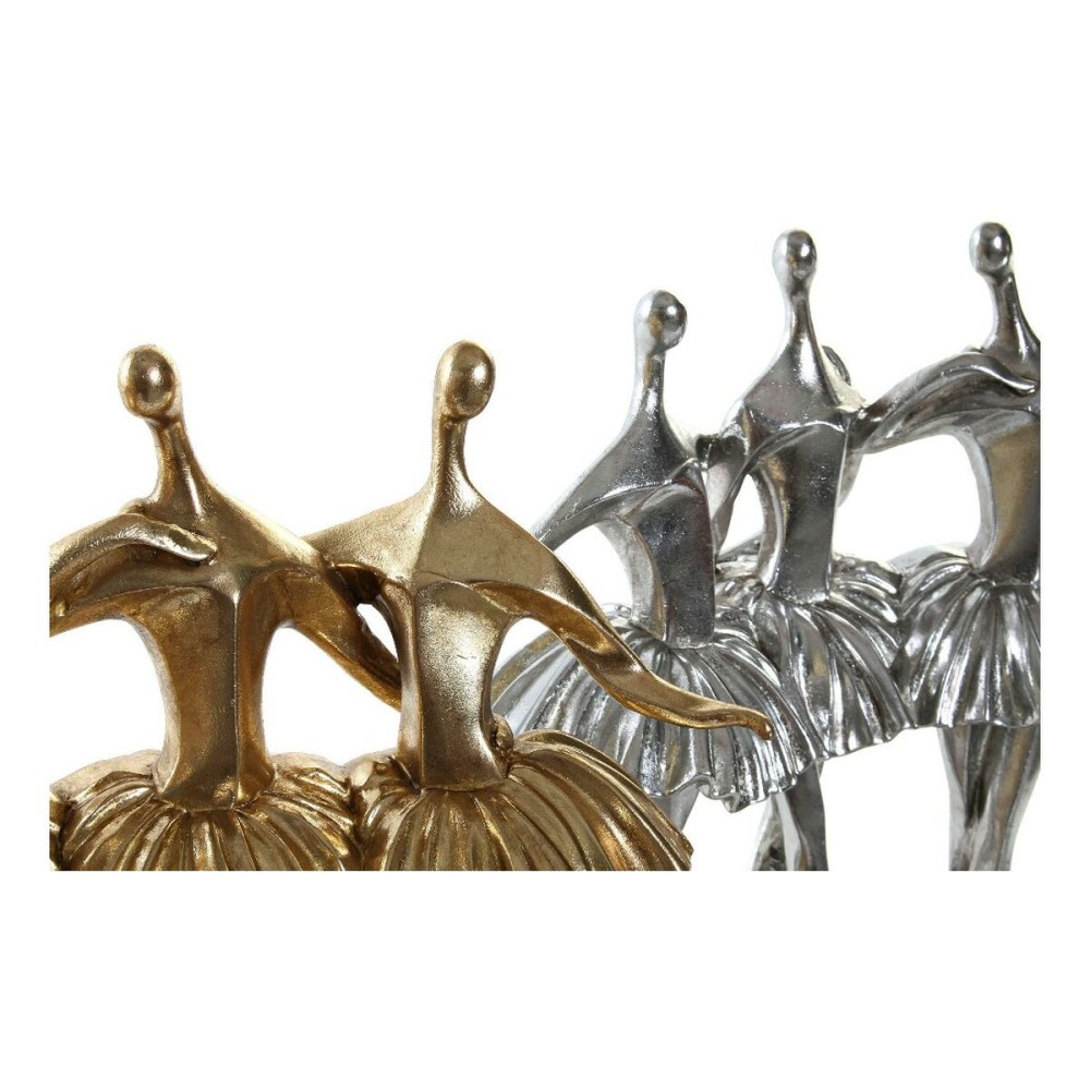 Deko-Figur DKD Home Decor Gold Silberfarben Ballett-Tänzerin 33,5 x 14,5 x 32 cm (2 Stück)