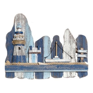 Wanddekoration DKD Home Decor Leuchtturm Mediterraner Tanne (36.5 x 6.5 x 29.5 cm)