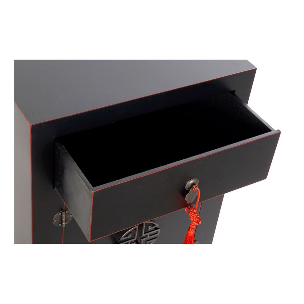 Table de Nuit DKD Home Decor Sapin Rouge Noir Bois MDF 45 x 34 x 66 cm