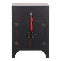 Table de Nuit DKD Home Decor Sapin Rouge Noir Bois MDF 45 x 34 x 66 cm