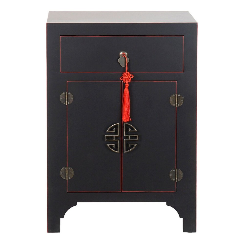 Table de Nuit DKD Home Decor Sapin Rouge Noir Bois MDF 45 x 34 x 66 cm