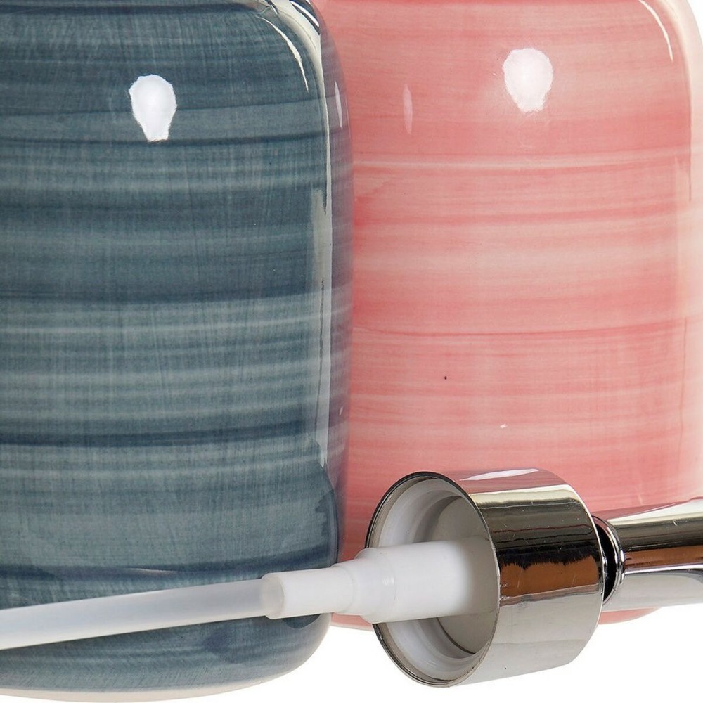 Soap Dispenser DKD Home Decor Blue Pink PVC Stoneware Scandinavian 8 x 8 x 16 cm (2 Units)