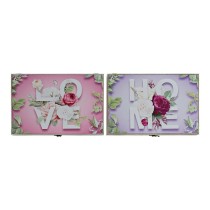 Dekorative Box DKD Home Decor Rosa Lila Holz MDF Tropical Zähler (2 Stück)