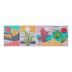 Leinwand DKD Home Decor Tropical Leinwand Holz MDF 30 x 1,8 x 40 cm