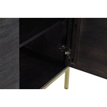 Sideboard DKD Home Decor Black Golden Mango wood 145 x 41 x 77 cm