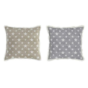 Kissen DKD Home Decor Grau Beige Polyester Baumwolle Aluminium (45 x 10 x 45 cm) (2 Stück)