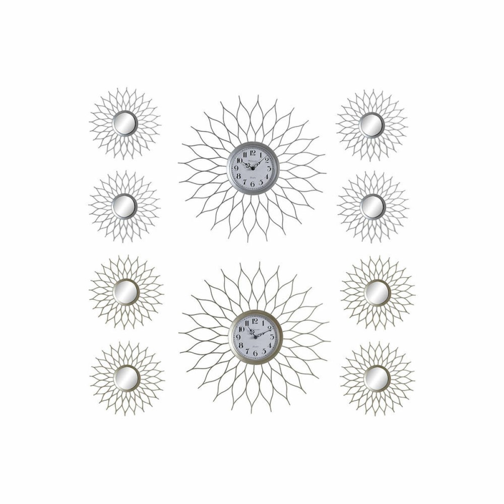 Horloge Murale DKD Home Decor Champagne Argenté polypropylène Miroir 50 x 4 x 50 cm 5 Pièces (2 Unités)