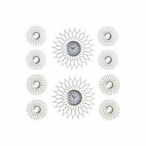 Horloge Murale DKD Home Decor Champagne Argenté polypropylène Miroir 50 x 4 x 50 cm 5 Pièces (2 Unités)