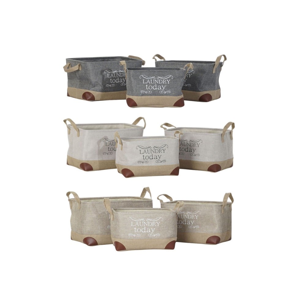 Panier Multi-usages DKD Home Decor Beige Gris Marron Clair 40 x 30 x 24 cm Bois 3 Pièces (3 Unités)