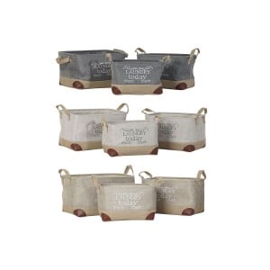 Panier Multi-usages DKD Home Decor Beige Gris Marron Clair 40 x 30 x 24 cm Bois 3 Pièces (3 Unités)