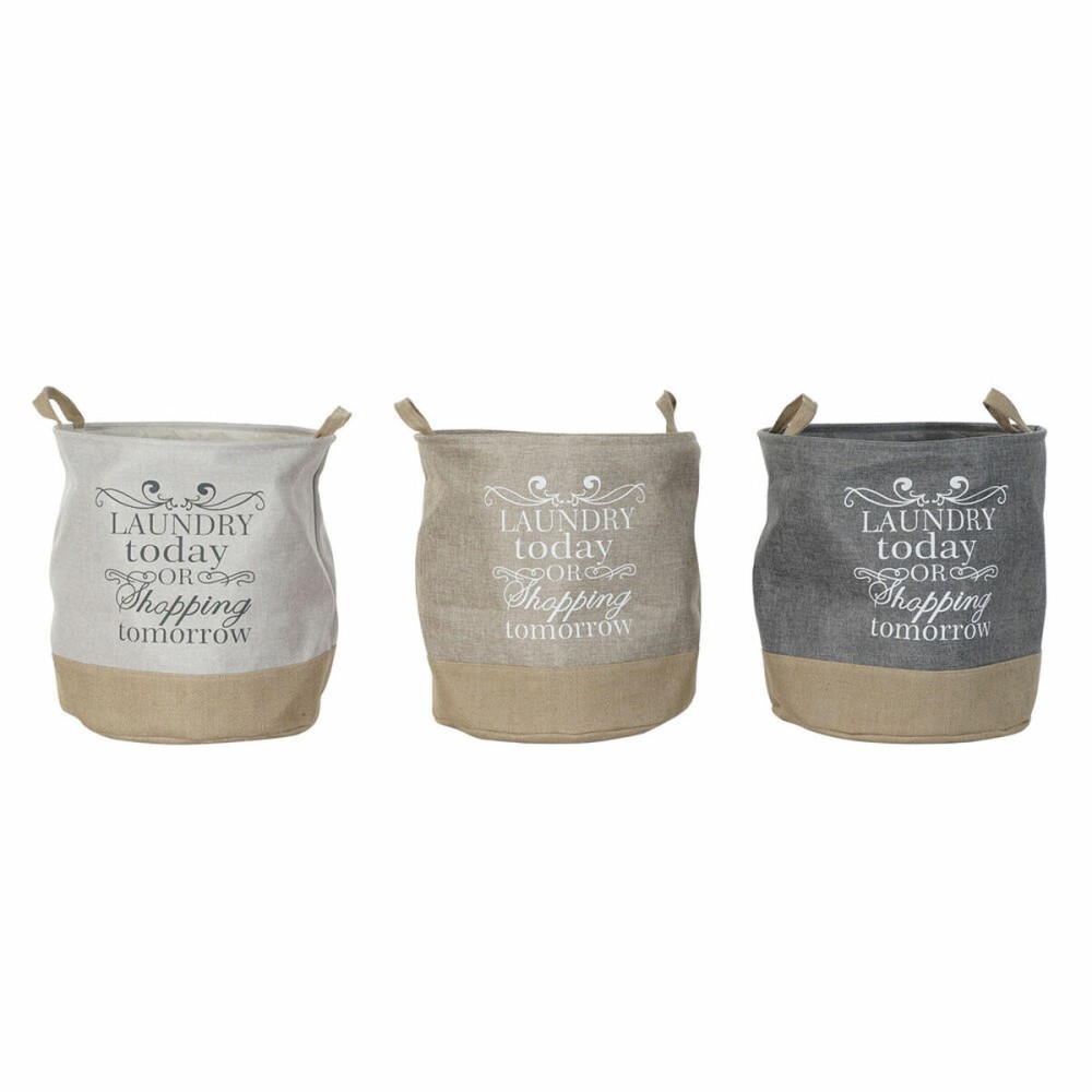 Korb für schmutzige Wäsche DKD Home Decor Beige Grau Hellbraun 39 x 39 x 41 cm 3 Stücke (3 Stück)