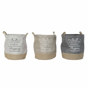 Panier à linge DKD Home Decor Beige Gris Marron Clair 39 x 39 x 41 cm 3 Pièces (3 Unités)