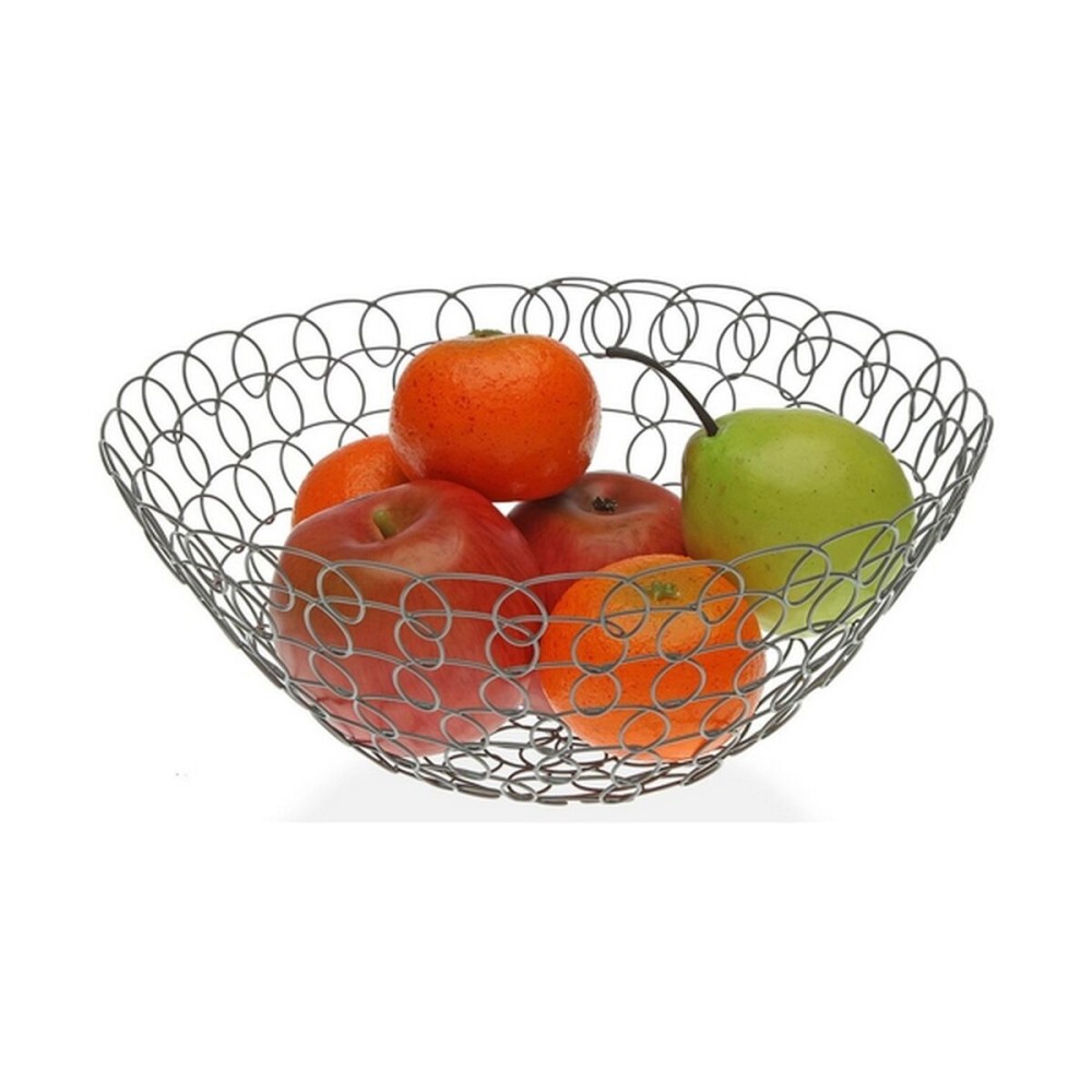 Obstschale Versa Grau Metall Stahl 28 x 12 x 28 cm 1 L