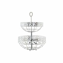 Fruit Bowl DKD Home Decor Silver Metal Flowers (28 x 28 x 39 cm)
