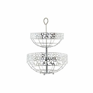 Fruit Bowl DKD Home Decor Silver Metal Flowers (28 x 28 x 39 cm)