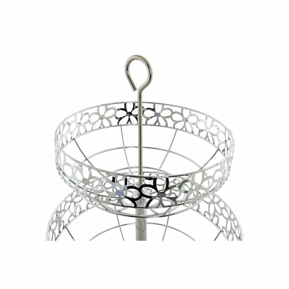 Obstschale DKD Home Decor Silber Metall Blomster (28 x 28 x 39 cm)