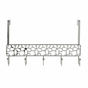 Porte-manteaux pour portes DKD Home Decor Argenté Métal Plastique Fleurs 32 x 10 x 19 cm