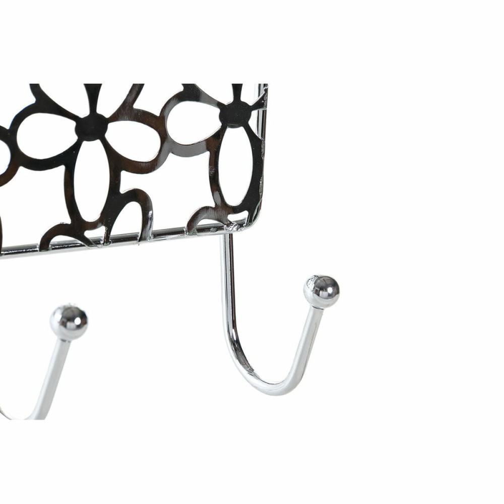 Porte-manteaux pour portes DKD Home Decor Argenté Métal Plastique Fleurs 32 x 10 x 19 cm