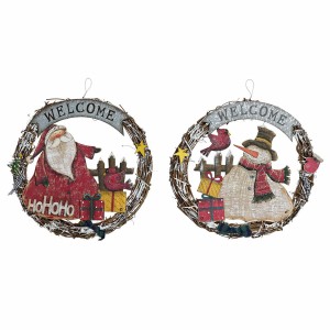 Weihnachtsschmuck DKD Home Decor Holz Schnur Weihnachtsmann (2 pcs) (31 x 4 x 30 cm)