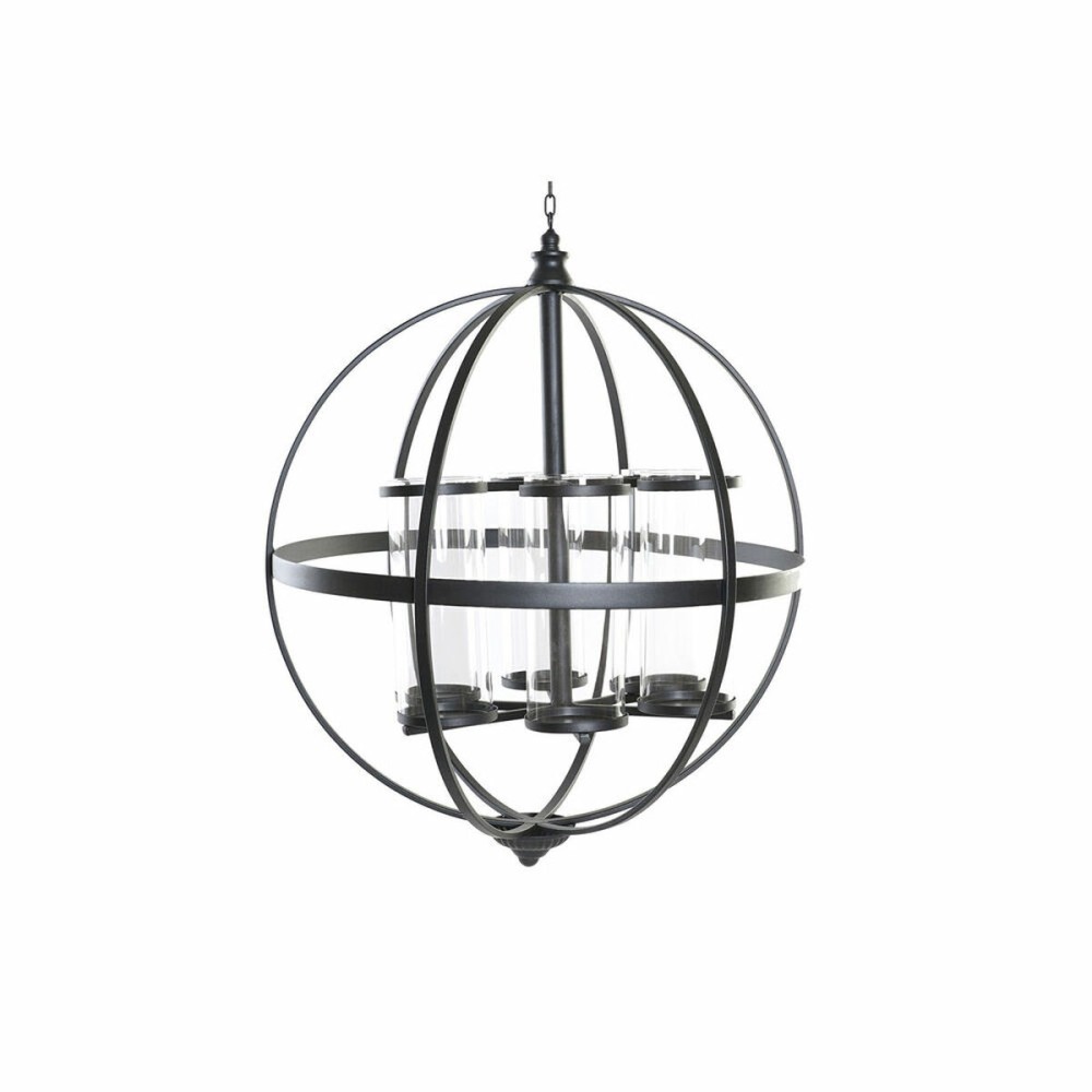 Kerzenschale DKD Home Decor Schwarz Metall Kristall 60 x 60 x 73 cm