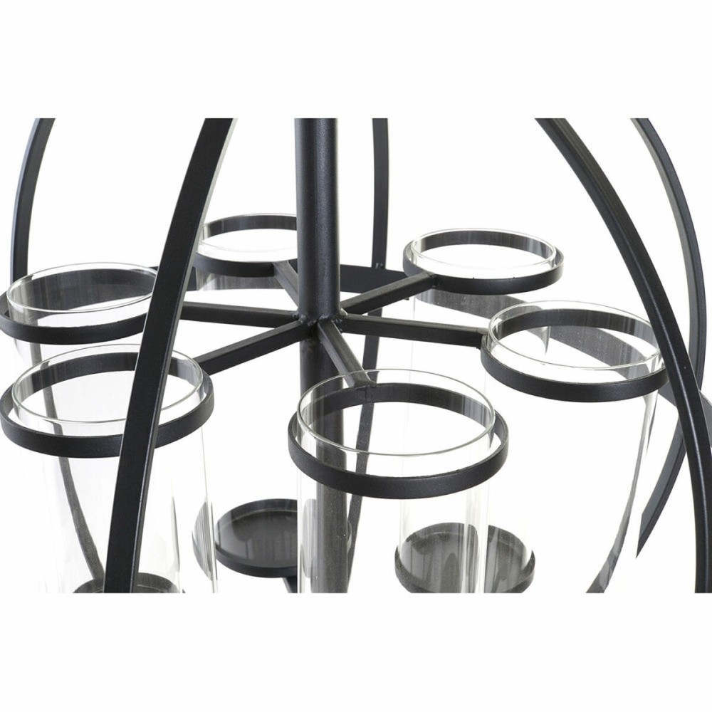 Kerzenschale DKD Home Decor Schwarz Metall Kristall 60 x 60 x 73 cm