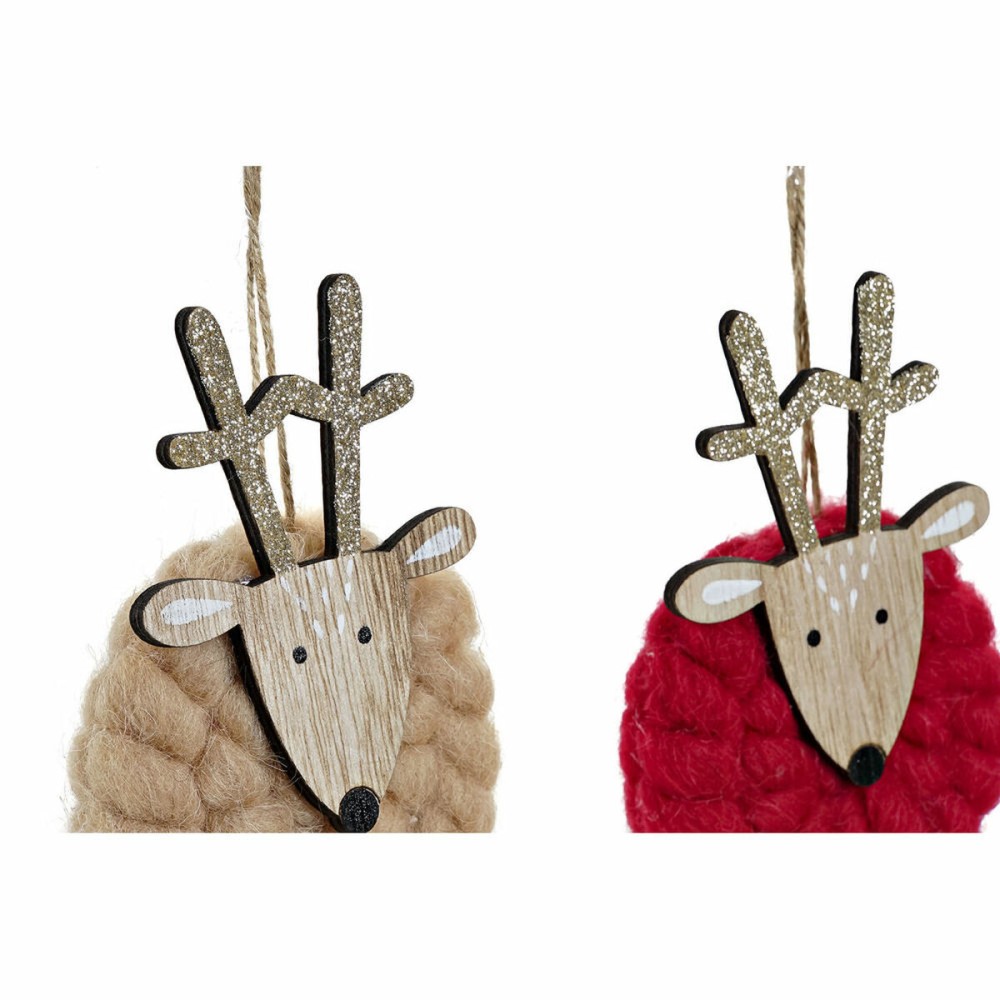 Weihnachtsschmuck DKD Home Decor Polyester Holz Rentier (3 pcs) (8 x 3 x 26 cm)