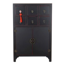 Chest of drawers DKD Home Decor Black Red Multicolour Fir MDF Wood Oriental 63 x 27 x 101 cm