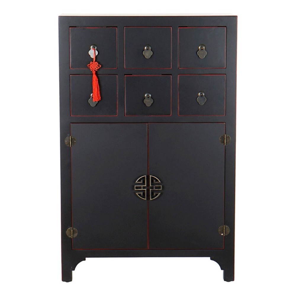 Chest of drawers DKD Home Decor Black Red Multicolour Fir MDF Wood Oriental 63 x 27 x 101 cm