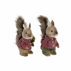 Weihnachtsschmuck DKD Home Decor Polyester Eichhörnchen (2 pcs) (12 x 15 x 25 cm)