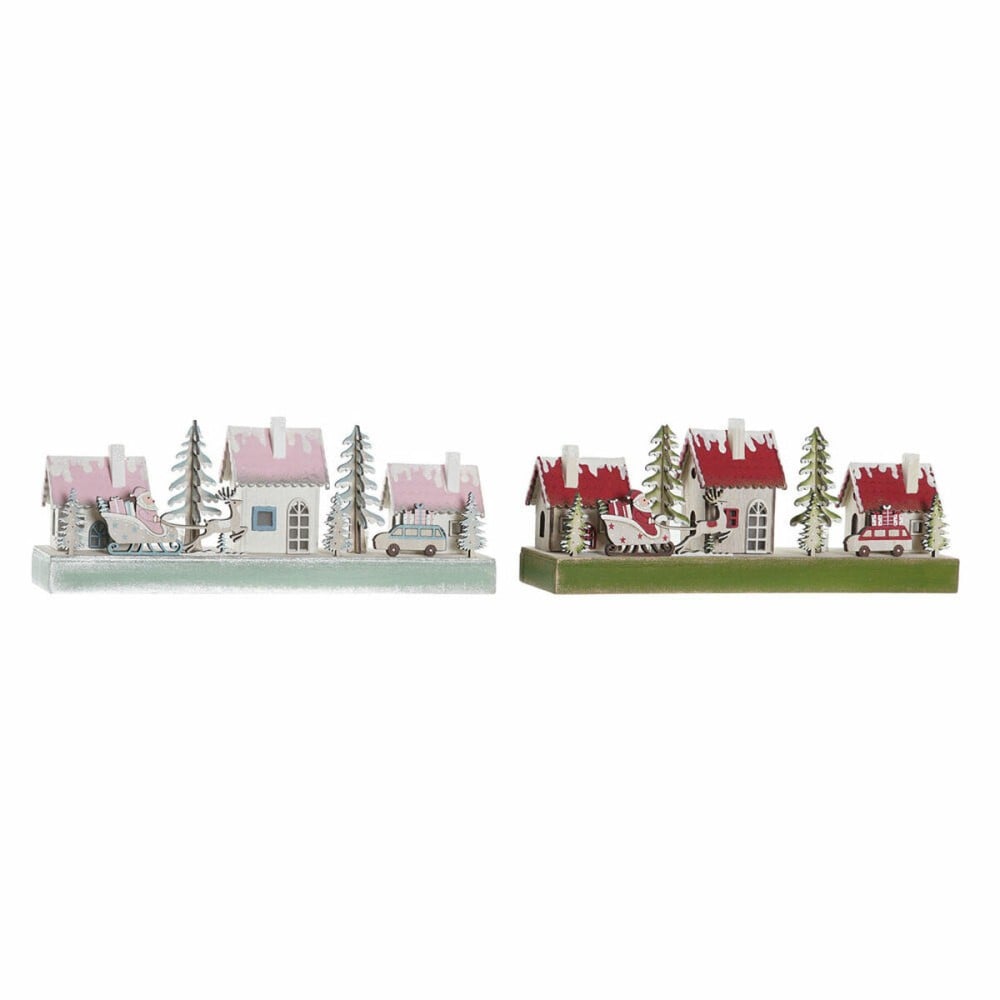 Weihnachtsschmuck DKD Home Decor Holz Haus (2 pcs) (30 x 6 x 12 cm)
