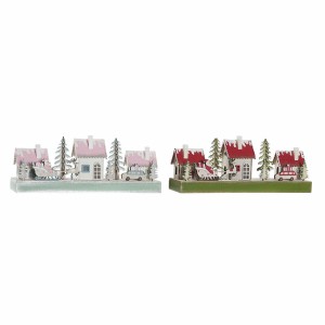 Weihnachtsschmuck DKD Home Decor Holz Haus (2 pcs) (30 x 6 x 12 cm)