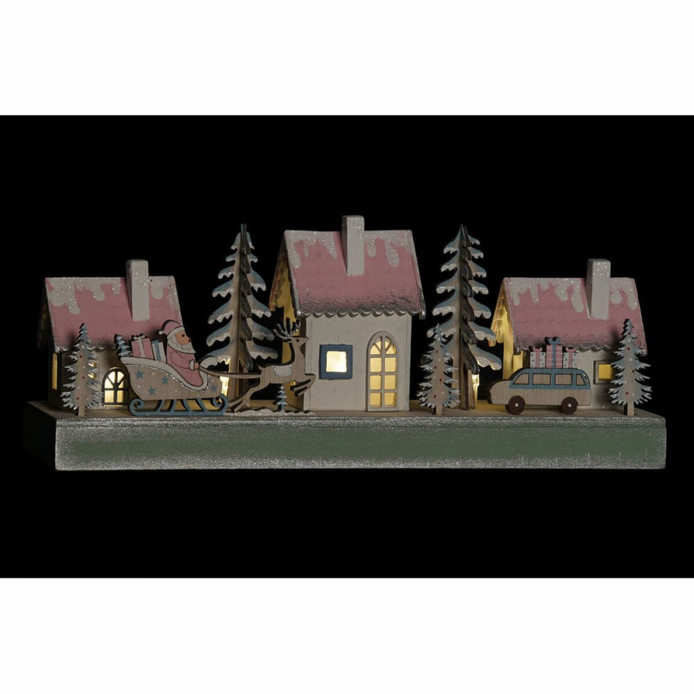 Weihnachtsschmuck DKD Home Decor Holz Haus (2 pcs) (30 x 6 x 12 cm)