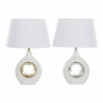 Tischlampe DKD Home Decor Porzellan Silberfarben Gold Weiß 220 V 50 W (31 x 21 x 45 cm) (2 Stück)
