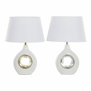 Tischlampe DKD Home Decor Porzellan Silberfarben Gold Weiß 220 V 50 W (31 x 21 x 45 cm) (2 Stück)