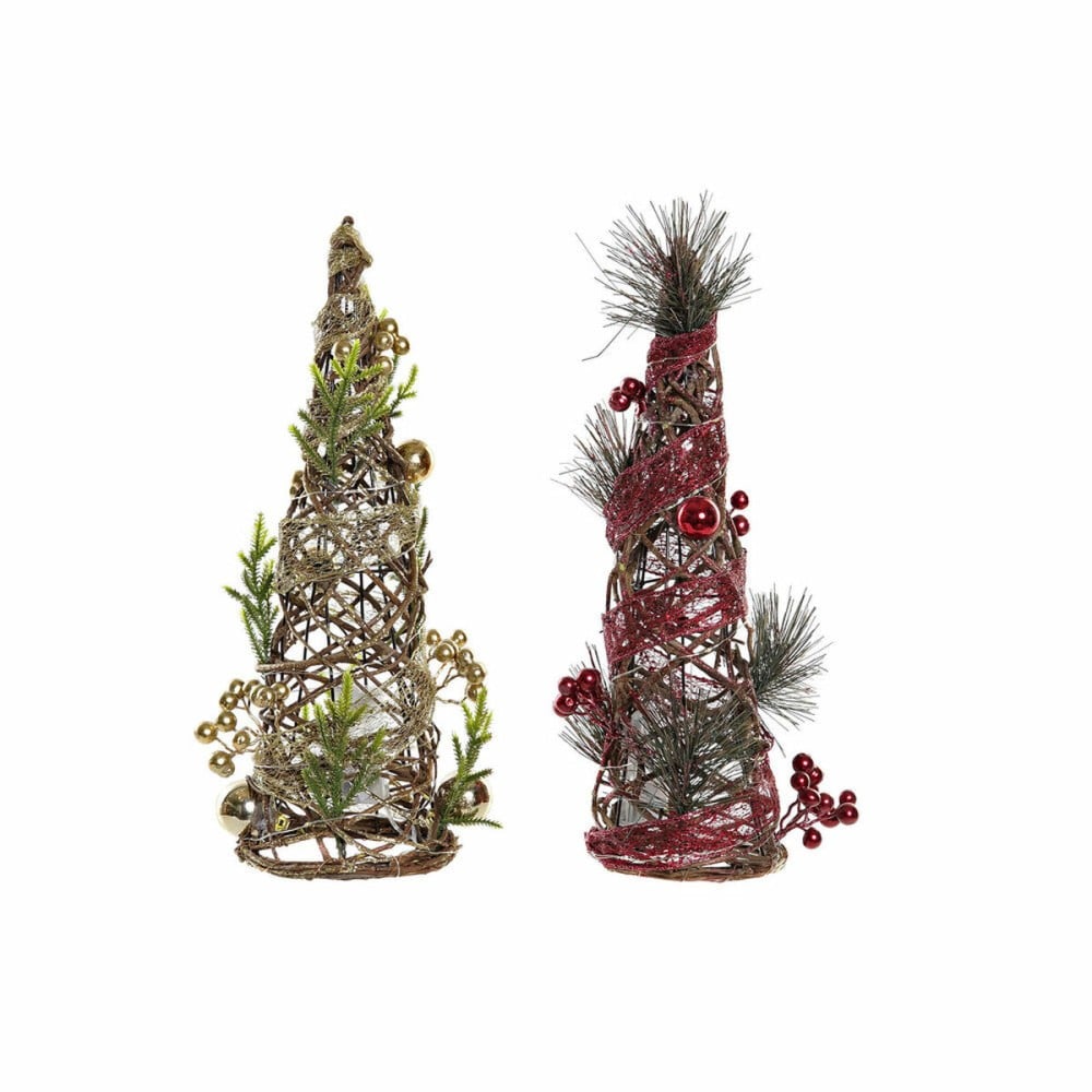 Weihnachtsbaum DKD Home Decor Rot grün Gold 16 x 16 x 41 cm Kunststoff (2 Stück)