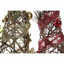 Sapin de Noël DKD Home Decor Rouge Vert Doré 16 x 16 x 41 cm Plastique (2 Unités)