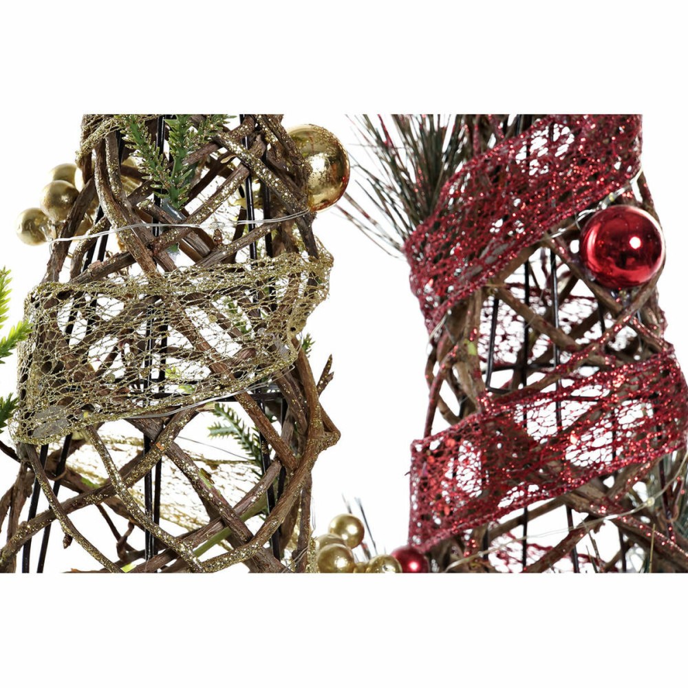 Sapin de Noël DKD Home Decor Rouge Vert Doré 16 x 16 x 41 cm Plastique (2 Unités)